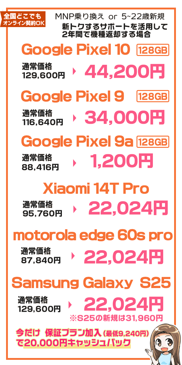 Android全機種3万円キャッシュバック
