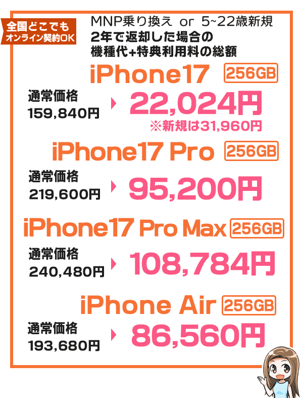 iPhone17シリーズ価格