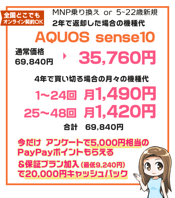 AQUOS sense10の価格とPayPayキャンペーン